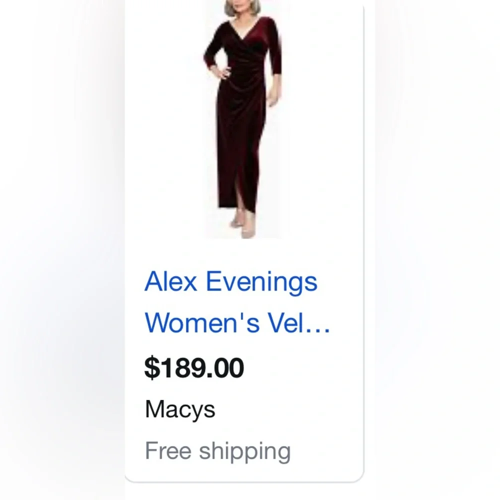 Alex Evenings long velvet dress - color is a wine/burgandy - Picture 4 of 5